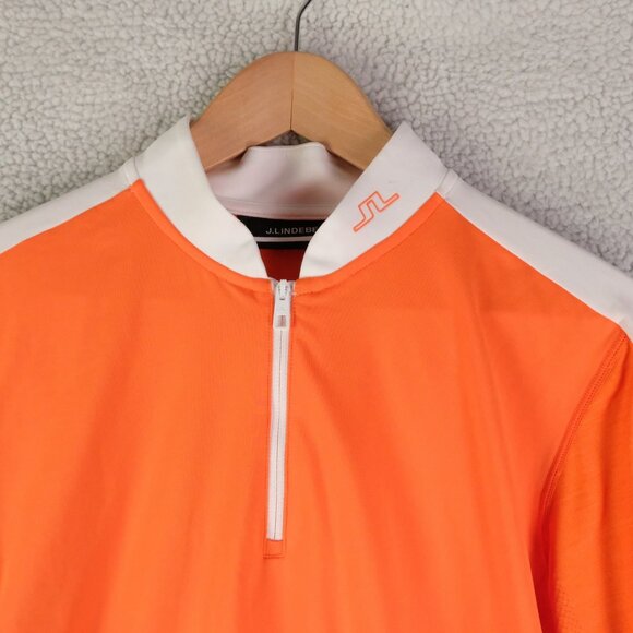 J.Lindeberg RY Mid Layer Shirt Mens Medium Lava Orange Quick Dry Stretch Golf - Picture 2 of 11